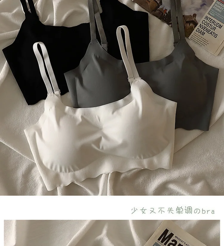 Seamless Bra for Women Ice Silk Vest Push Up Underwear Lingerie Sleep Top Padded Bralette No Steel Ring Gathering Lingerie