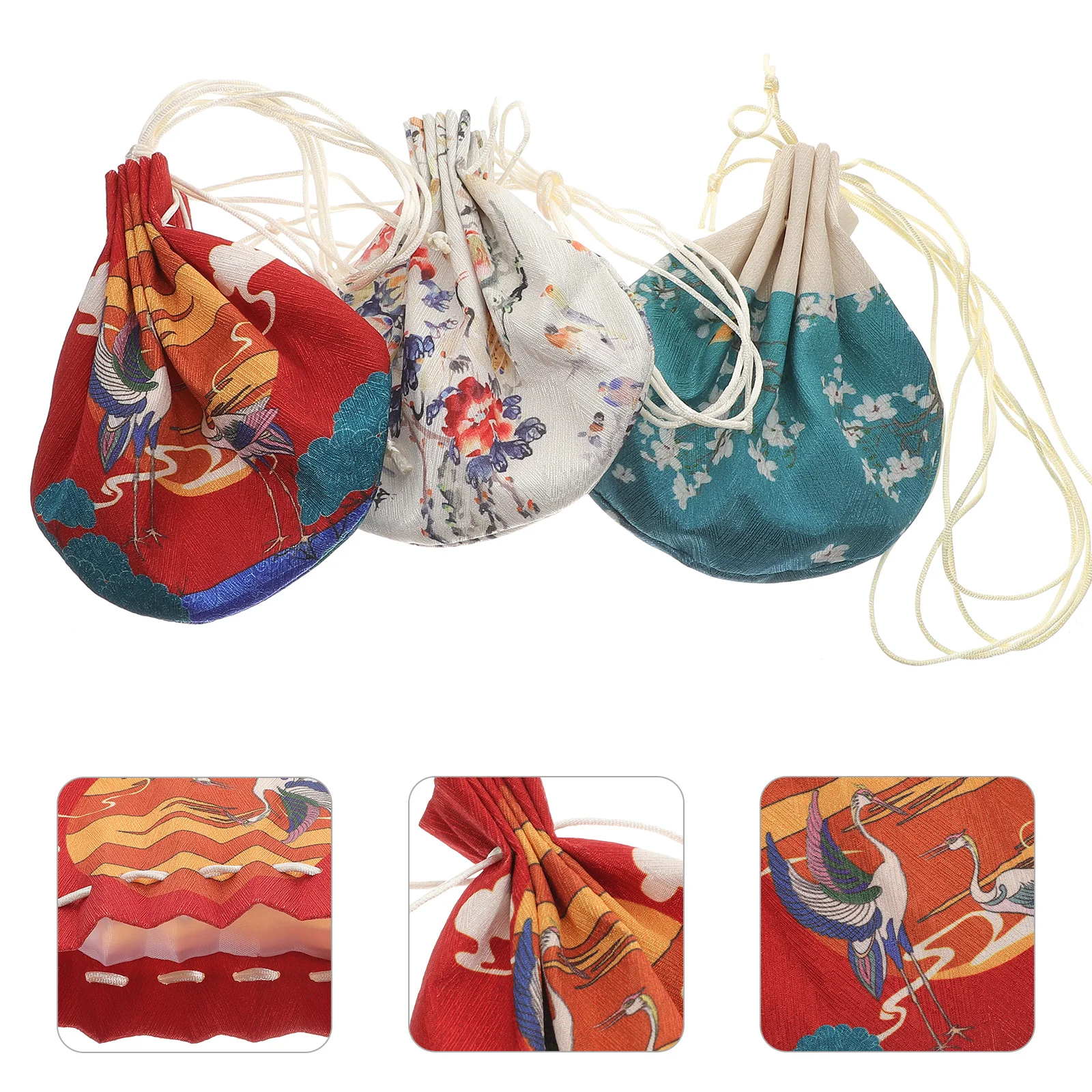 3 Pcs Empty Sachet Clear Coin Purse Chinese Pouch Car Bags Silk Drawstring Organizer Gift Packing Storage for Lavender Scent