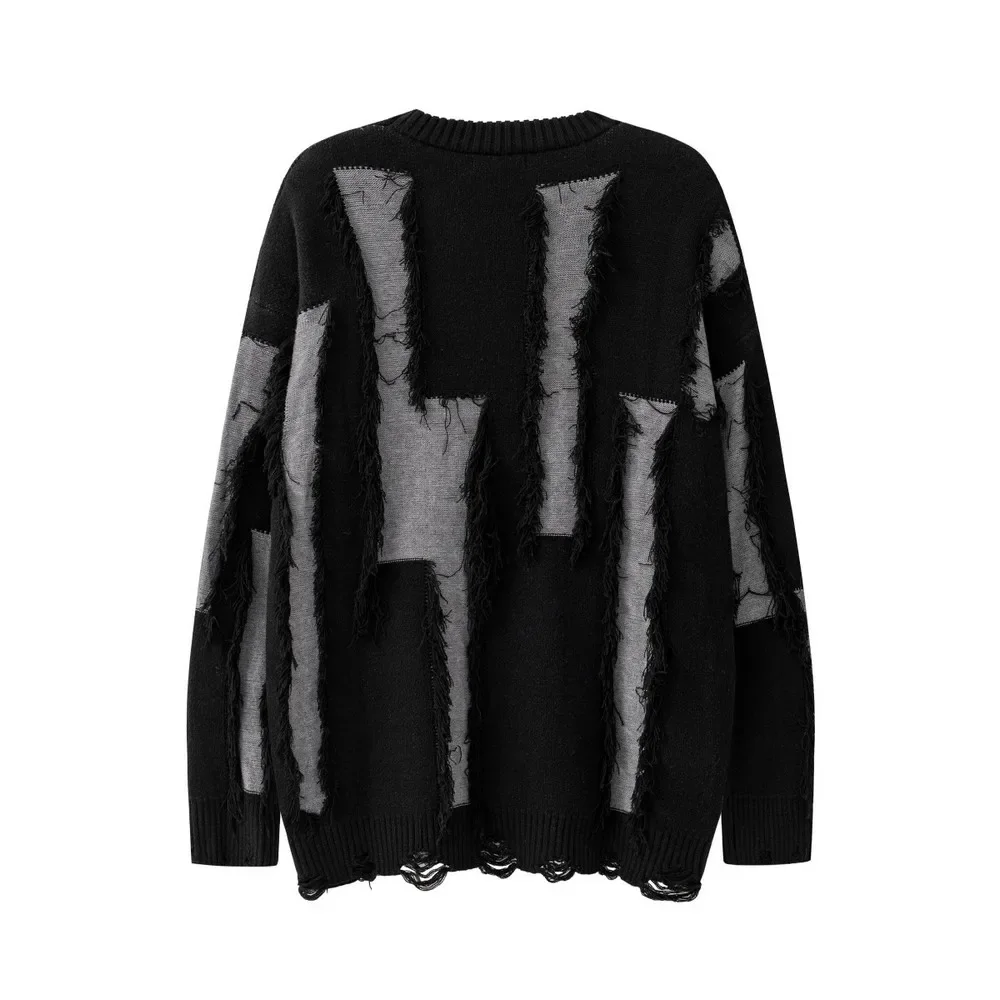 

Distressed Winter Frayed Tassels Oversized Torn Goth Sweaters for Women Men Matching Ripped Grunge Aesthetic Clothing Pullover