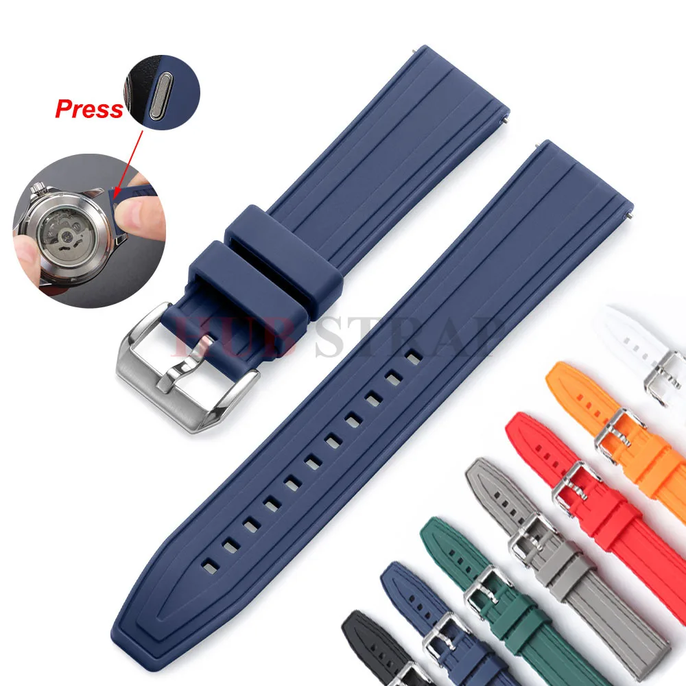 Enhanced Silicone Waterproof Quick Release Watch Strap in Rubber, 20-22mm
