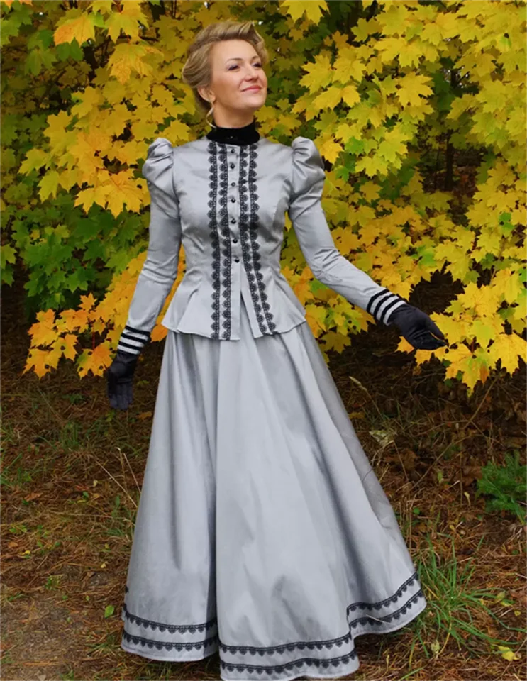 ビクトリア朝の午後のお茶のパーティーの日のドレス、エドワーディアン