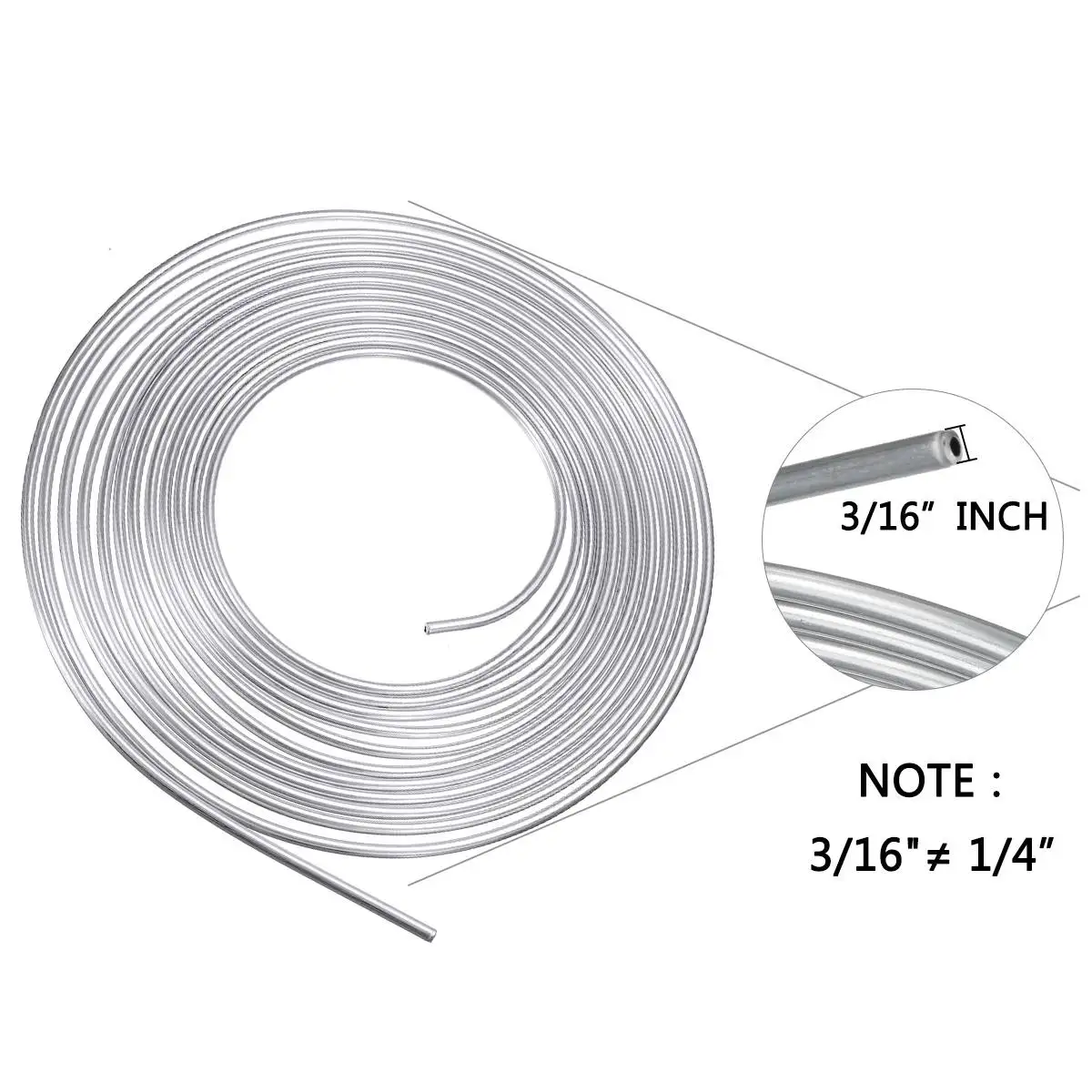 Universal 25ft 7.62m Roll Tube Coil of 3/16" OD Copper Nickel Brake Pipe Hose Line Piping Tube Tubing Silver Zinc brake pipe hose
