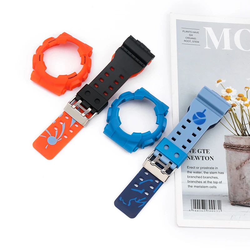 Co-name Men's Resin strap case for Casio G-Shock GD GA110 120 140 GAX100 GLS Sports Waterproof watch band Strap accessories