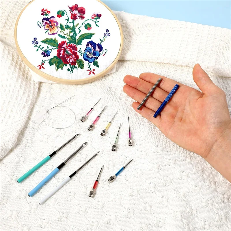 Hot Selling-13 PCS Punch Needle Kit Embroidery Punch Needle Tool Needles With Handles Embroidery Kit For DIY Craft,1