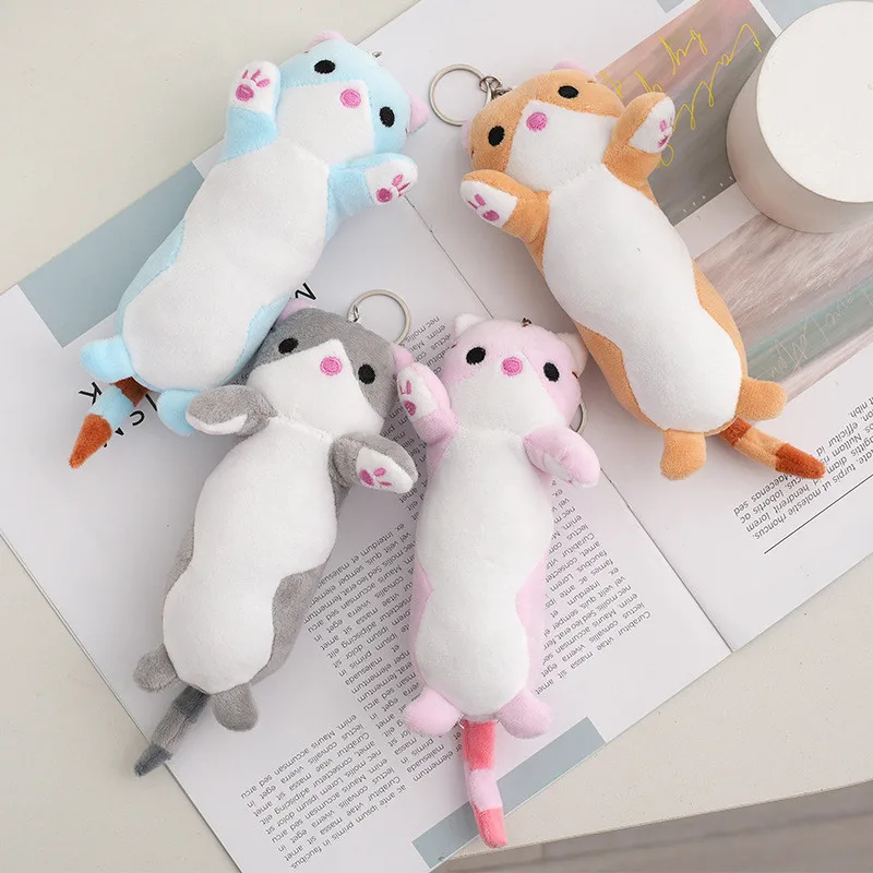 

16CM Cartoon Cat Fun Kitten Plush Baby Decoration Animal Keyring Pendant Children's Birthday Gift Creative Ornaments