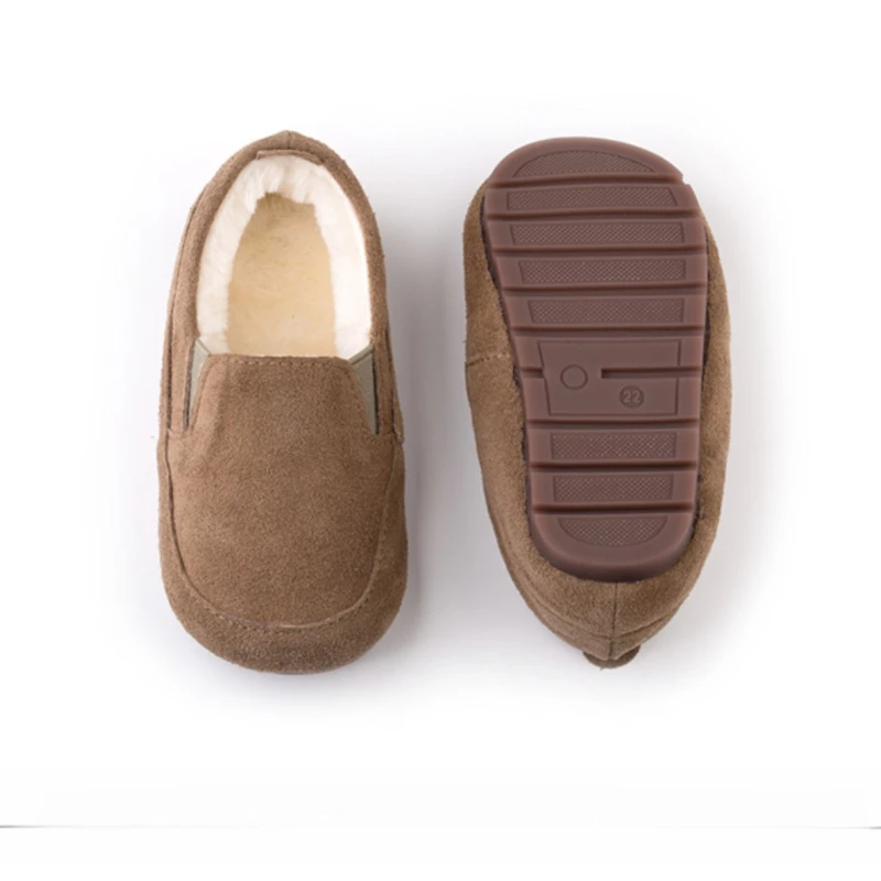 Suede Leather Kids Loafers Winter Shoes