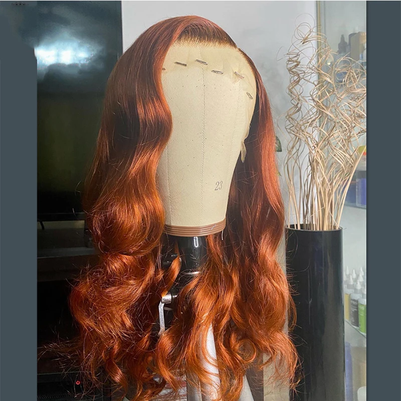 Ginger Orange Color Hair Jewish Wig European Hair Lace Front Wig Wave