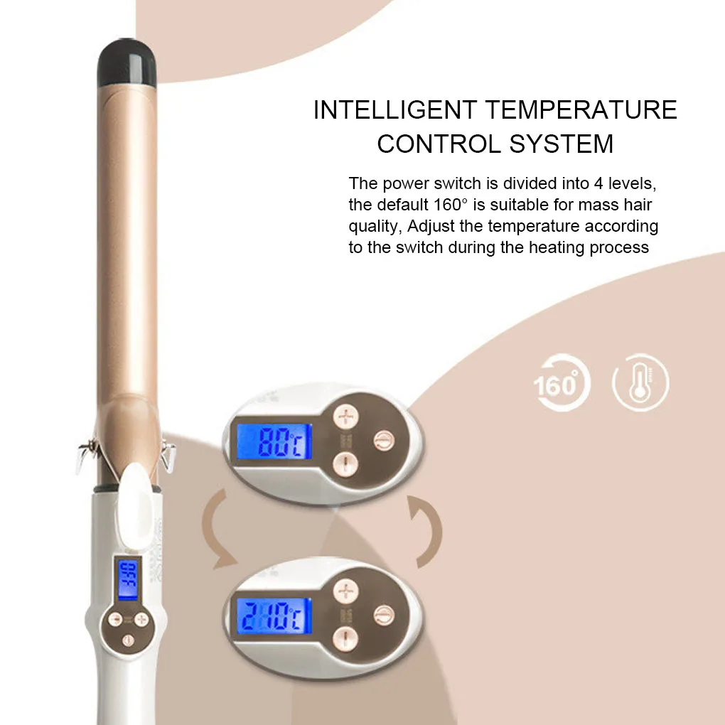 EU Plug Electric Hair Curler 110-210V Digital Display Temperature Adjustable Curling Iron Curl Wand Waver 22mm