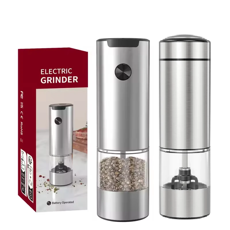 Electric Automatic Salt and Pepper Grinder Set with Led Light Grinder Set Spice Mill Adjustable Spices Kitchen Tools