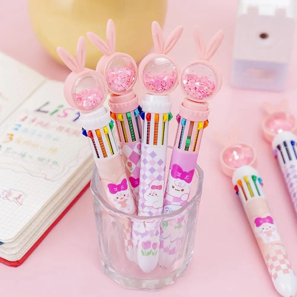 

Kawaii Pink Rabbit Ear 10 Colors Ballpoint Pen Hand Ledger Pen Cute School Office Writing Graffiti Pen Kids Prizes