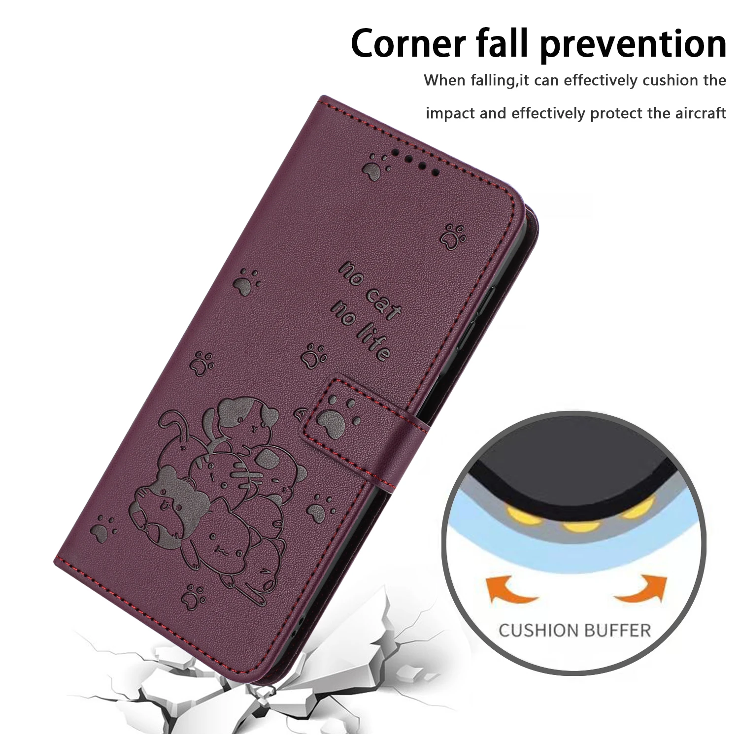 Luxury 3D Cat Wallet Case - Premium Flip Leather Phone Cover with Magnetic Stand