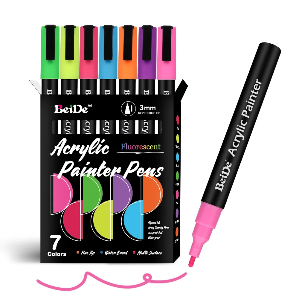 Premium Acrylic Paint Pen, Water Based, Extra Fine Point, Neon Colors, Odorless, Acid Free and Safe, Opaque Ink