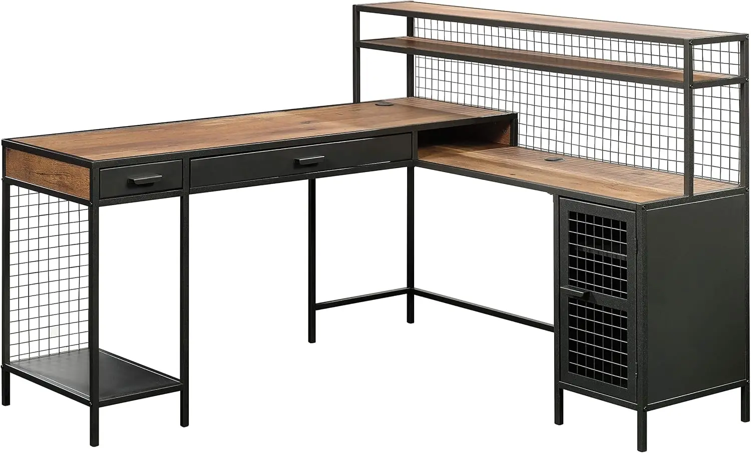 Boulevard Caf&eacute; L-Shaped Desk, Vintage Oak finish
