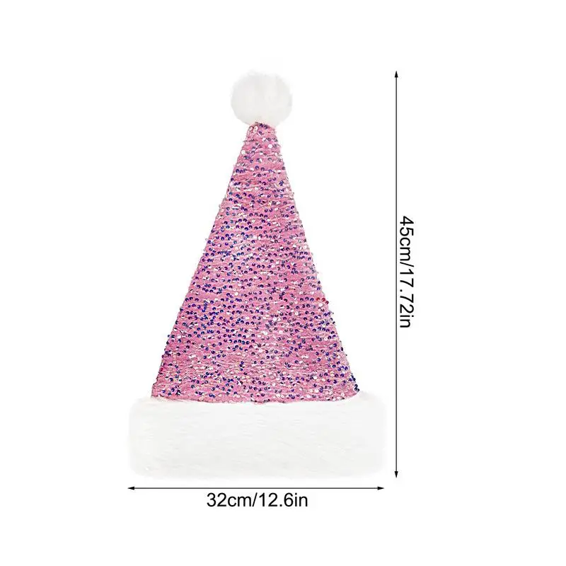 Sequin Santa Hat Pink Sequin Santa Hat For Adults Christmas Headwear Happy New Year Sequined Costume For