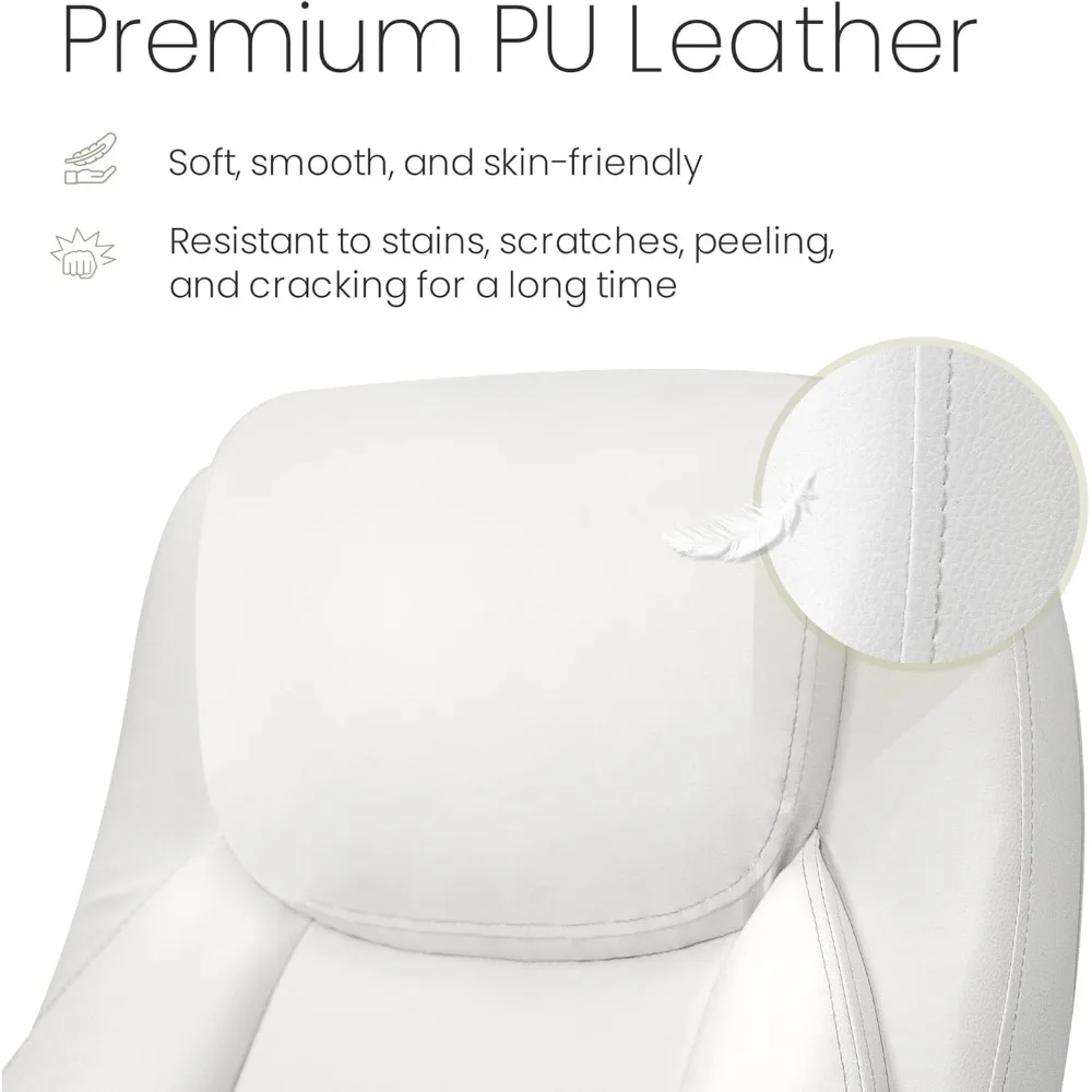Office Chair PU Leather Executive High Back Computer Desk Chair Adjustable Height Flip-up Armrests Lumbar Support Swivel Rolling 5