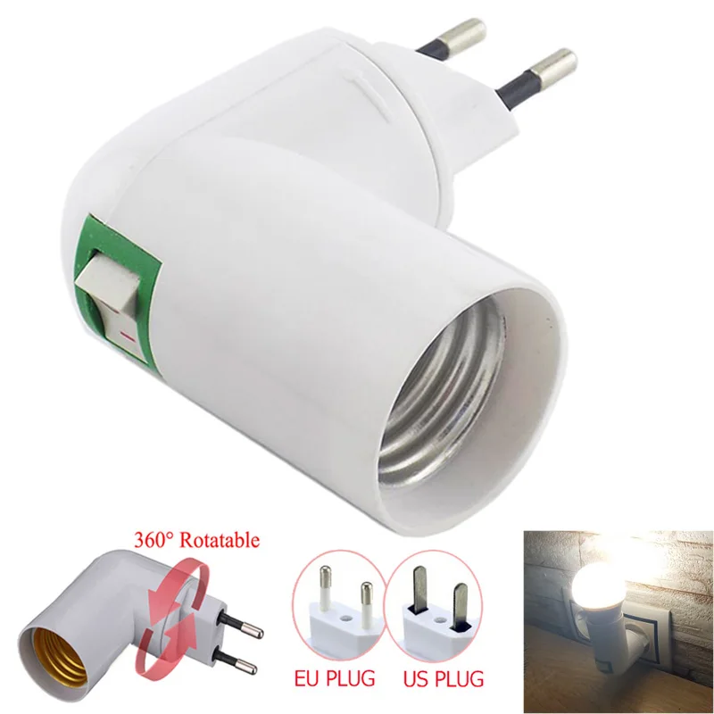 Lamp Holder Lamp Bulb Holder Socket Converter Lamp Base Lamp Socket Adapter Adjustable E27 Lamp Bulb Bases Socket Adapter Plug Holder 360 Degrees Adaptor Converter 100-230V Lighting Light for Home Room