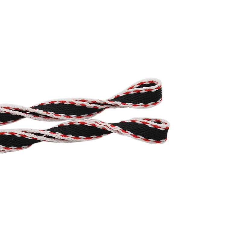 Weiou Simple Style CuteShoelaces 0.8 Cm Flat  Black-white-red Tricolor Polyester Shoe Lace Canvas Sneaker  Custom Color 60-200cm