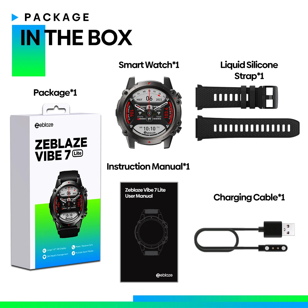 Zeblaze Vibe 7 Ʈ Ʈ ġ,  1.47 ġ IPS ÷,  ȭ, 24 ð ǰ ,  ƮϽ Ʈġ