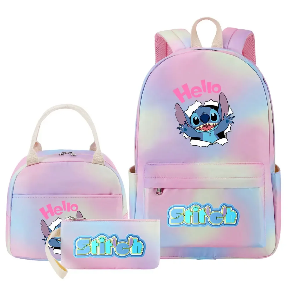 

Disney New Star Baby Stitch Student Girls Schoolbag Lunch Bag Three-Piece Backpack Bag Cover