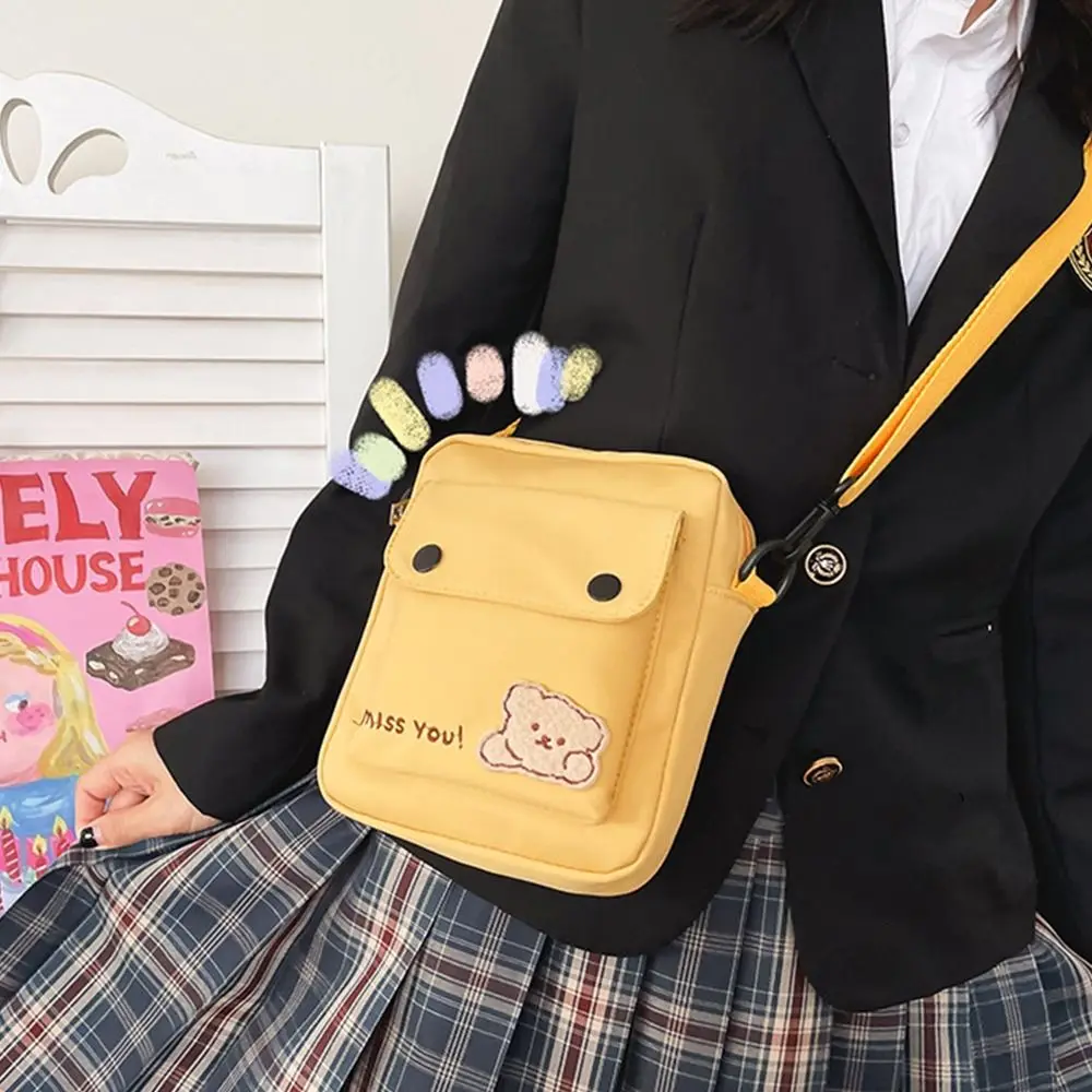 

Cute Casual Coin Purse Mobile Phone Bag Fashion Crossbody Bag Women Bag Canvas Handbag Bear Shoulder Bag Small Basket Bag