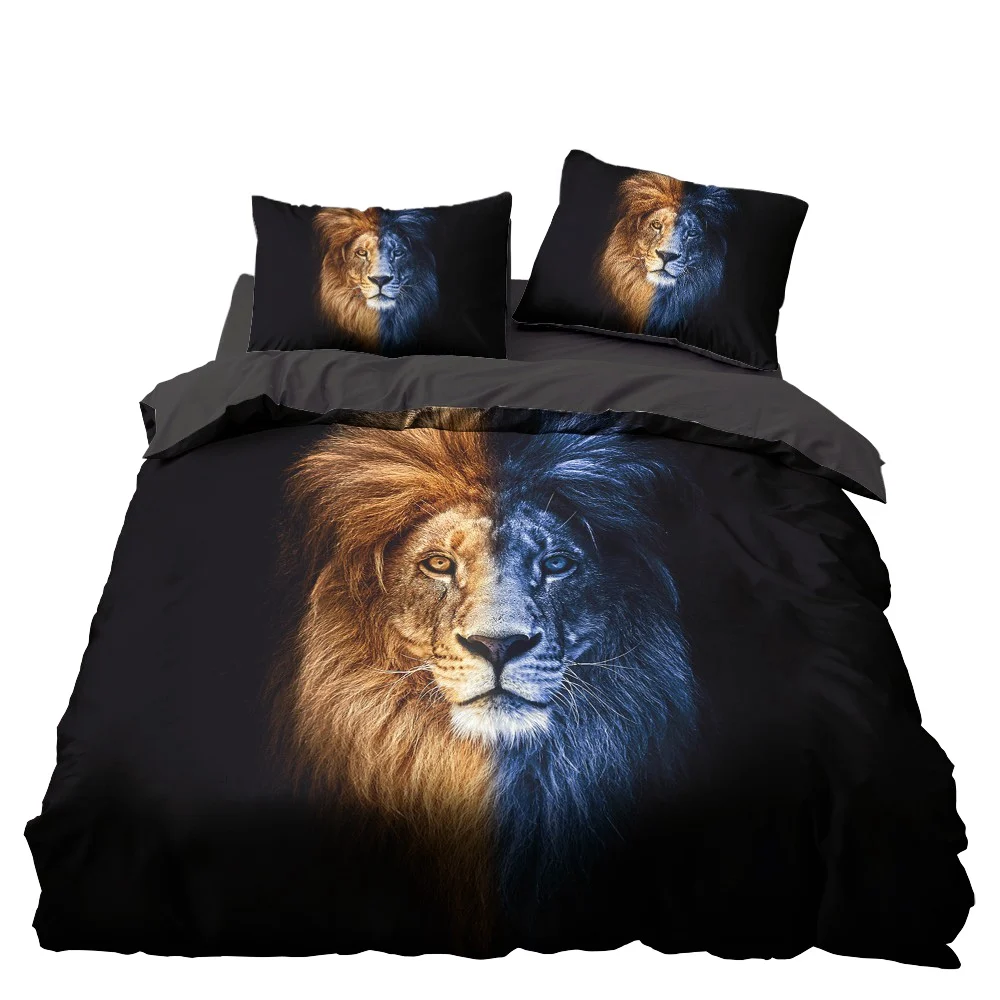 

Dream NS 2/3PCS Lion Cute Animal Pattern Bedding Sets Home Bedclothes Super King Cover Pillowcase Comforter Textiles Bedding Set