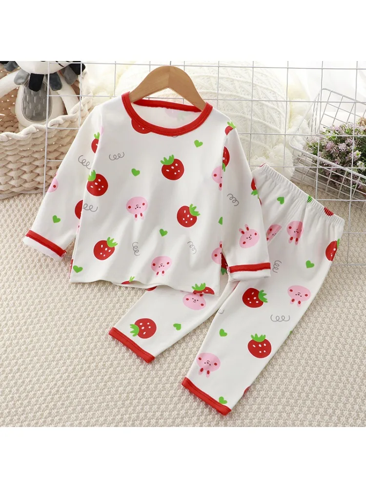Children's underwear 2-5-8-12 year old baby clothes De Rong Warm Clothes Boys and Girls' Underwear Set Pajamas and home clothing