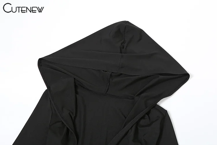Solid Hooded 2 Piece Tops Women All-matches Classic Lengthen Split Pullover+Crop Tanks Female Fashion Unique Streetwear
