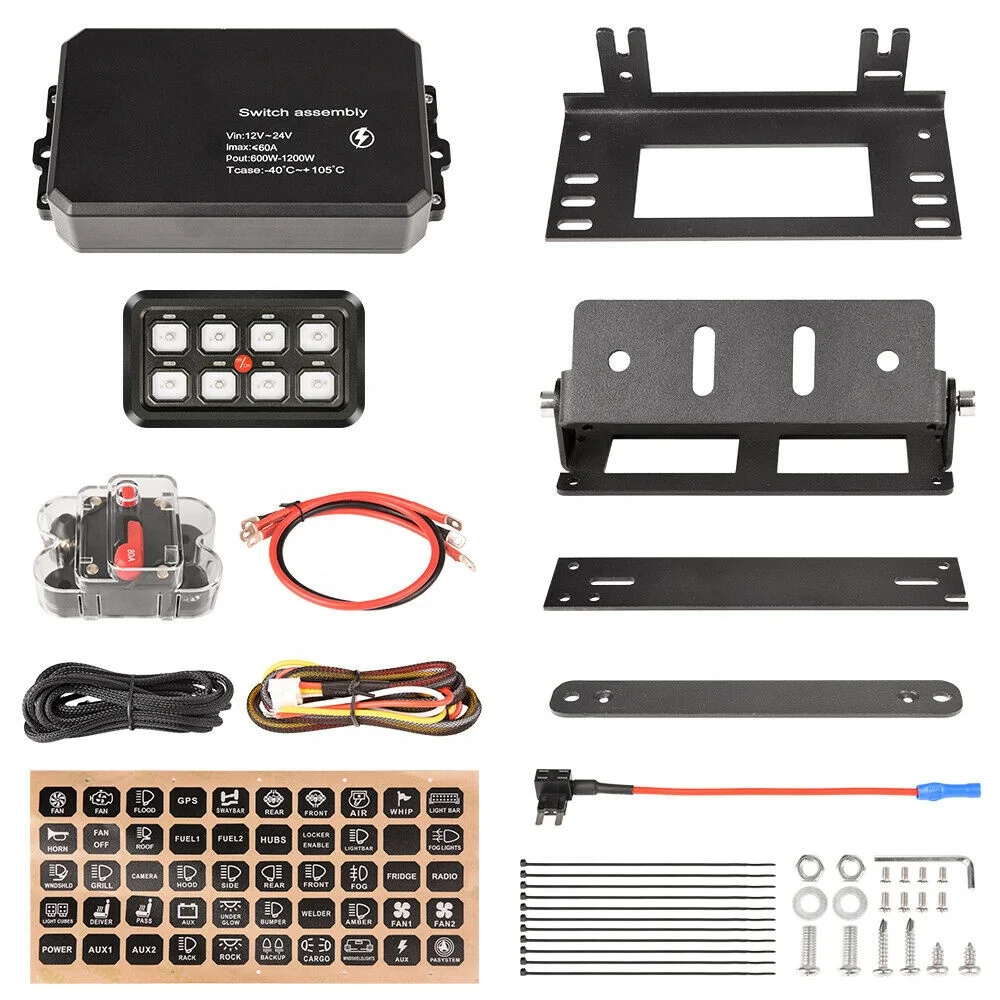 Dji-リレーシステム,LEDカー回路制御リレー,4x4,ユニバーサルutv,12v,8バンドマリン,タッチスイッチパネル