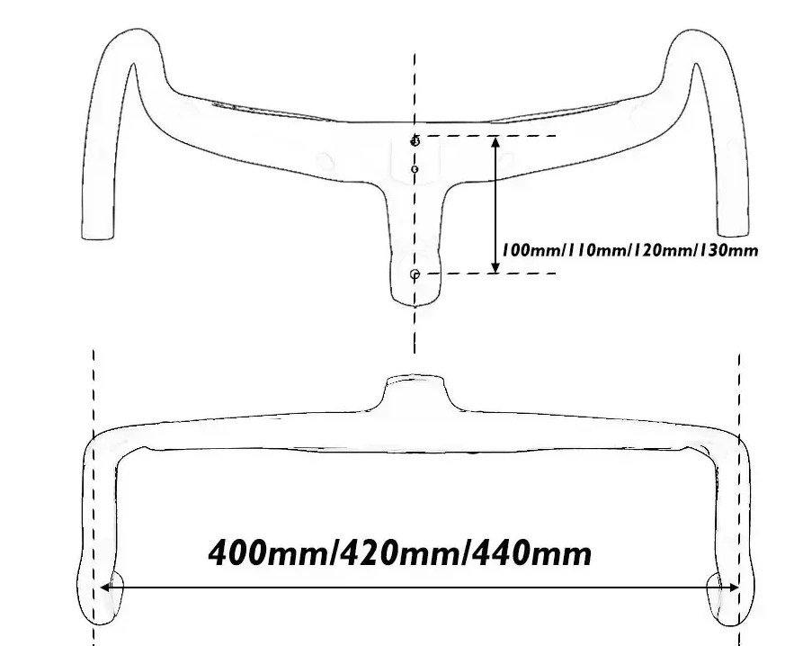 Bicycle handlebar 1:1 Full Internal Routing Cable Carbon Fiber Road Bike 80-120x400-440 Integrated Handlebar with Computer Mount