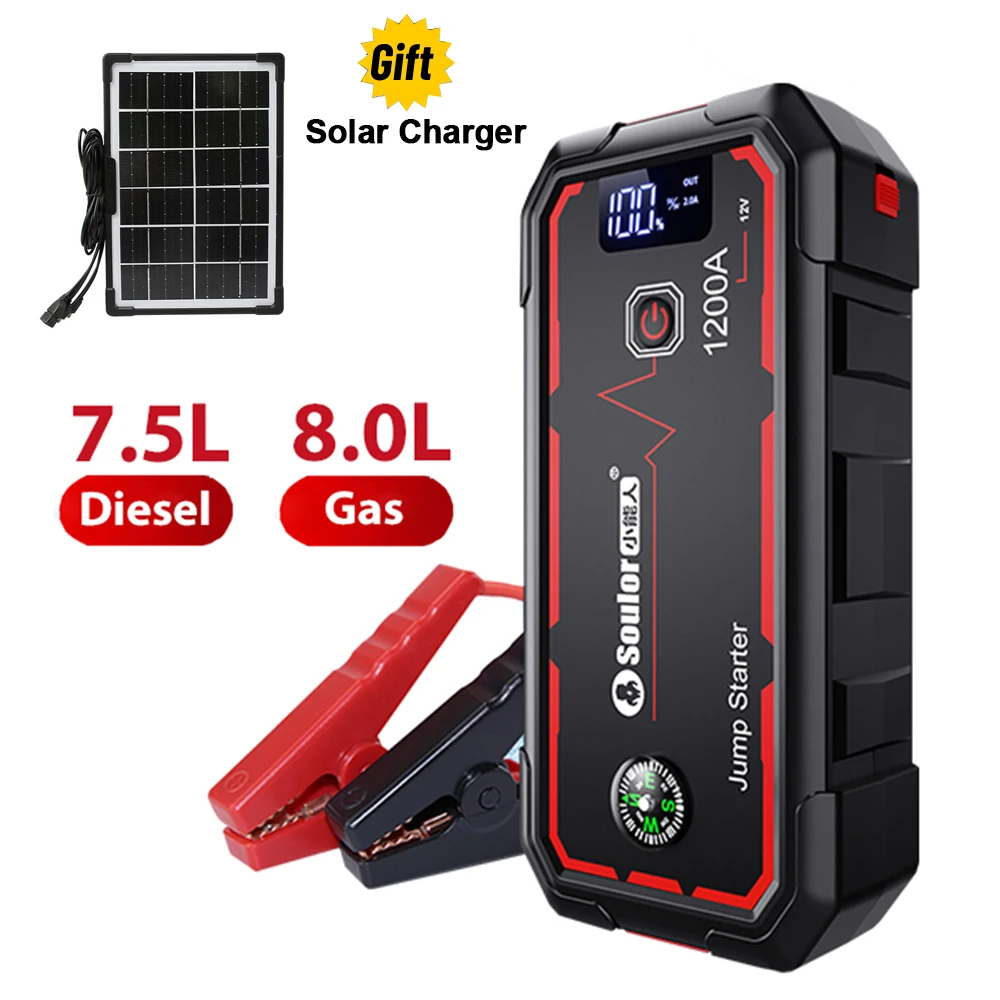 Arrancador De Coche Portátil 22000mAh – 2000A Pico, 12V, Con Luz LED, USB Y Salida De Coche, Carga Rápida