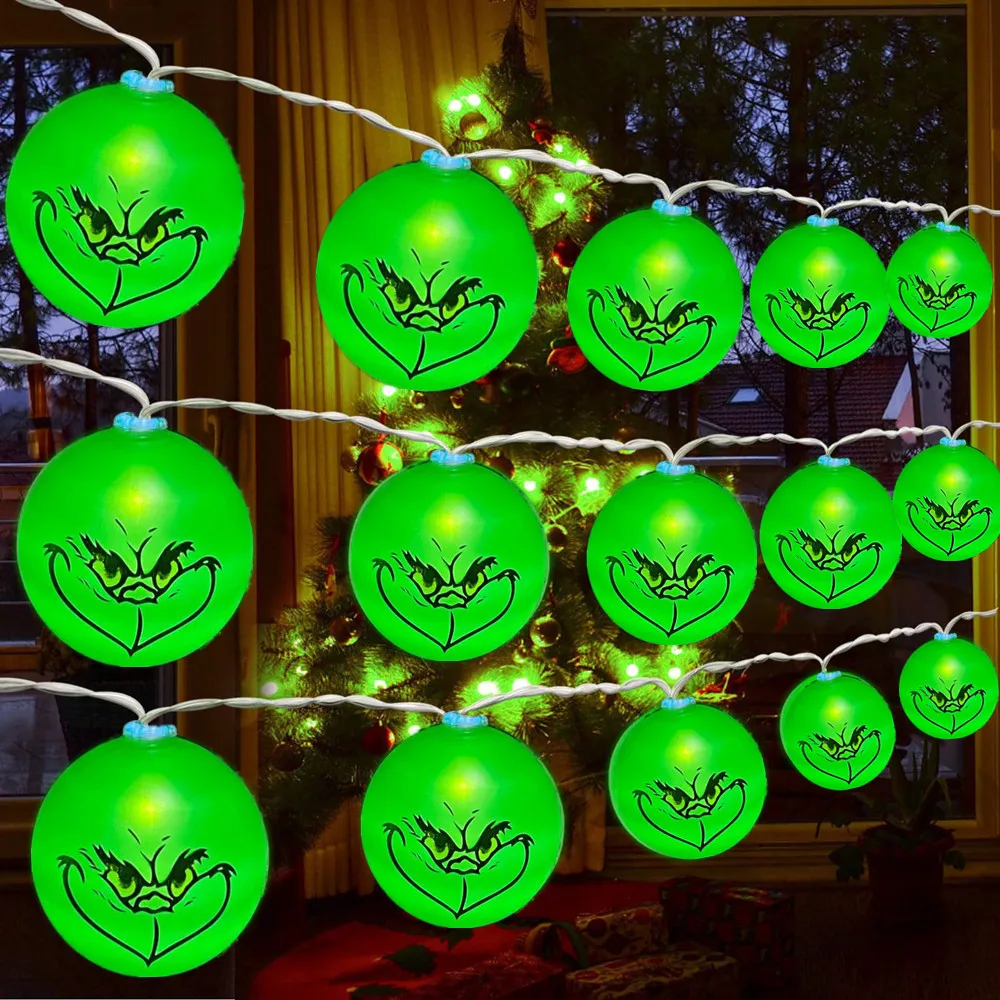 thumbnail image 1 of Cadena de luces para decoración navideña del día de Halloween 2024, divertidas bolas verdes, luces para decoración navideña DIY, luces para árbol de Navidad 669, 1 of 5
