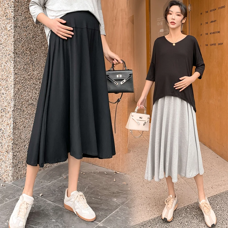 Summer Thin Modal Maternity Full Skirts Summer High Waist Long Loose Pregnant Woman Umbrella Skirt 3XL 4XL Pregnancy Clothing