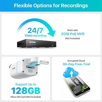 ZOSI C186 3K AuroraLux Surveillance PoE Camera 5MP HD True Color Night Vision Security IP Camera with Person Vehicle Detection 6