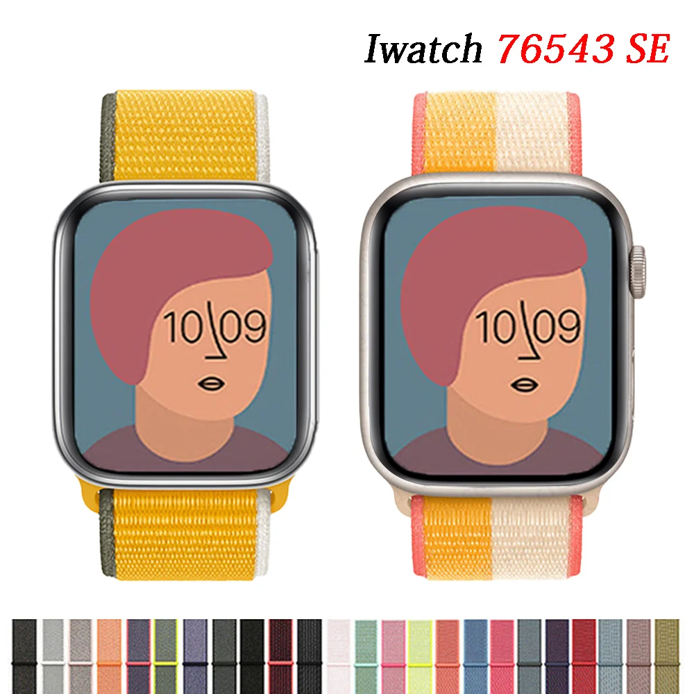 Ремешок нейлоновый для Apple watch band браслет смарт-часов 45 мм 41 44 42 38 40 серия 7 6 se 5 4 3 |