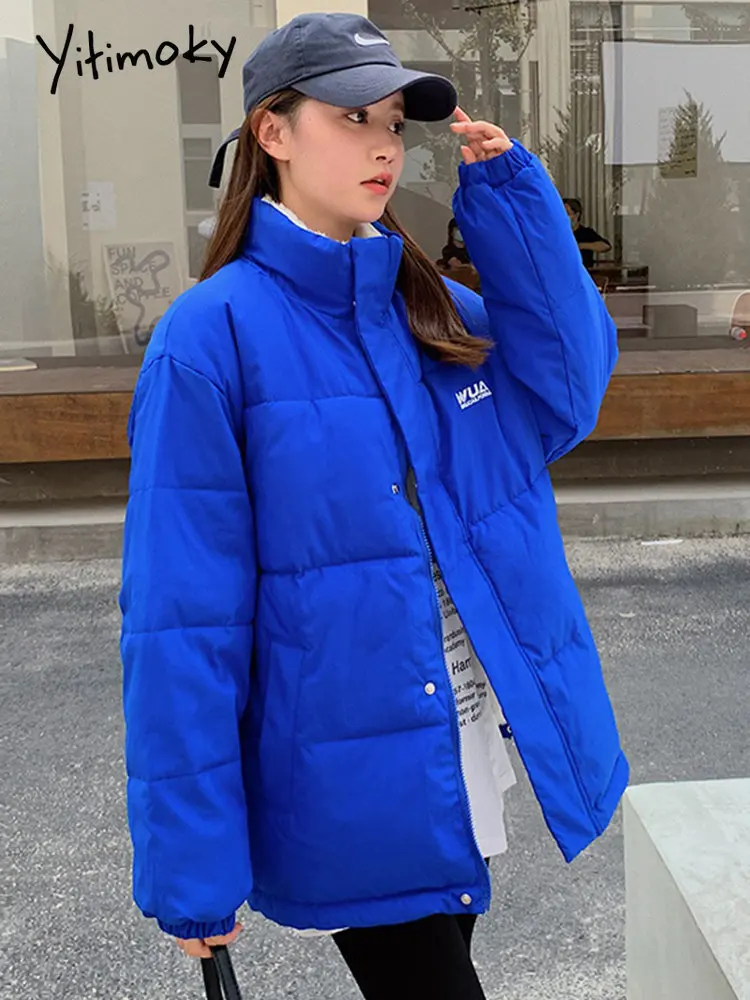 Parka Larga Reversible Mujer Azul