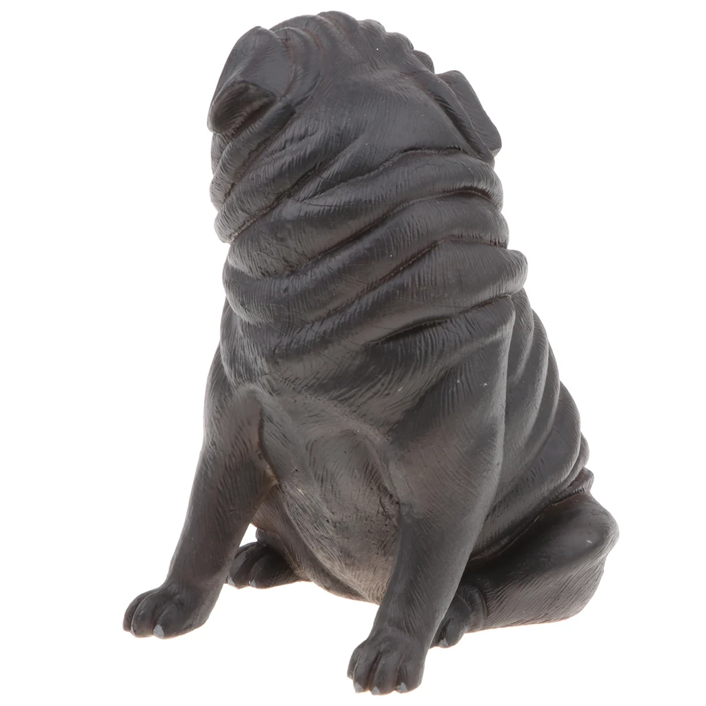 Realistic Black Pug Dog Model Figure Statue Kids Toy Home Decor Collectible action figure