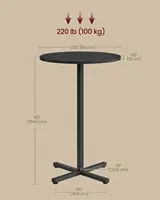 Modern Round Cocktail Table Set of 2, High Top Bar Pub Table with Metal Frame, Easy Assembly for 2-3 People, Ebony Black 3