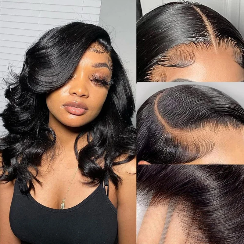 Transparent 13x4 Lace Front Short Bob Wigs Human Hair Body Wave Bob Wig For Women Pre Plucked 10 12 Inch Hot Sale 180% Density 2