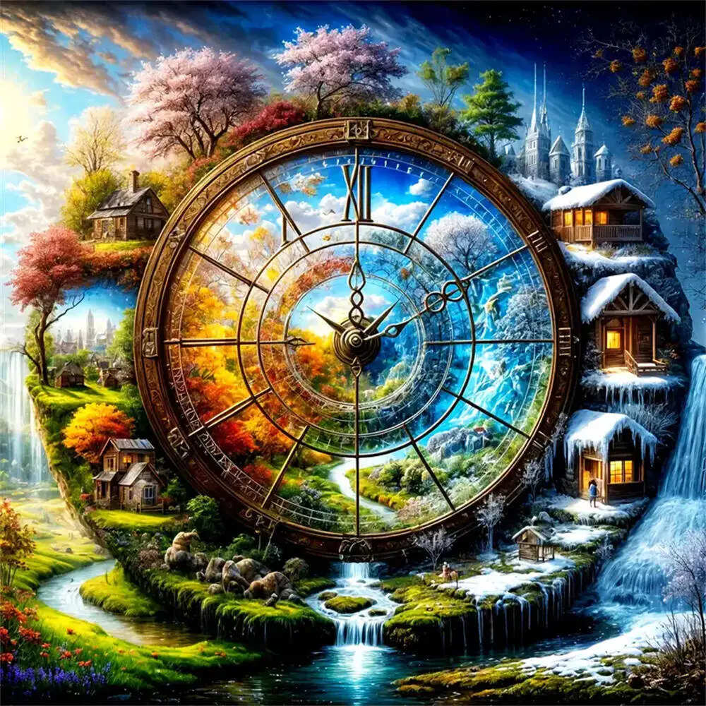 Evershine DIY 5D Diamond Painting Four Seasons Diamond Embroidery Landscape Scenery Full Square Round Drill Mosaic Room Decor