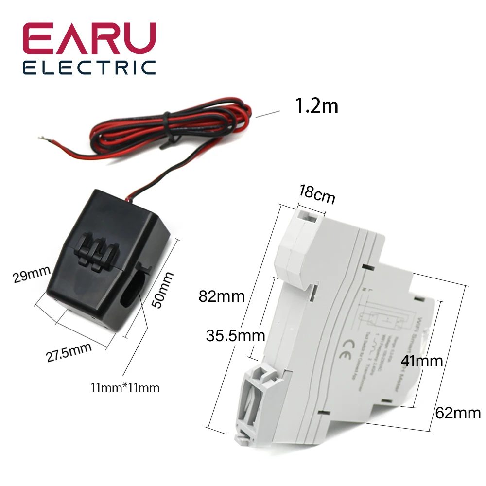 Tuya Smart WiFi /Zigbee Electricity KWH Meter, Rail Din, Monophasé, AC 110V, 240V, 50A, 63A, CT, AC Meter, App, Real Time Monitor, Power