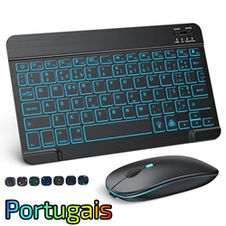 10-Inch Backlit Wireless Keyboard and Mouse Combo with Bluetooth Connectivity for Multiple Operating Systems (Portuguese)