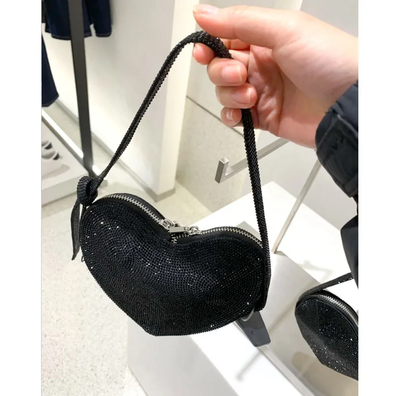 Rhinestone Heart Shaped Shoulder Bag Luxury Designer Diamonds Handbags Crystal Evening Clutch Ladies Crossbody Bags for Women
