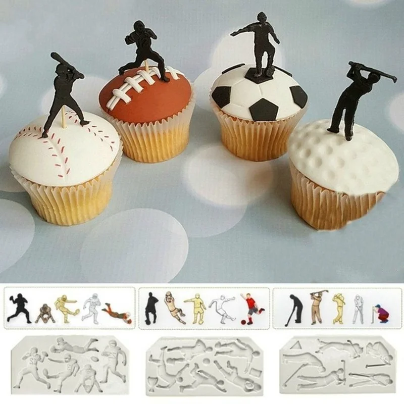 

Sport Baseball Golf Soccer Rugby Football Fondant Cake Molds Chocolate Mould for The Kitchen Baking Sugar Decoration Tool