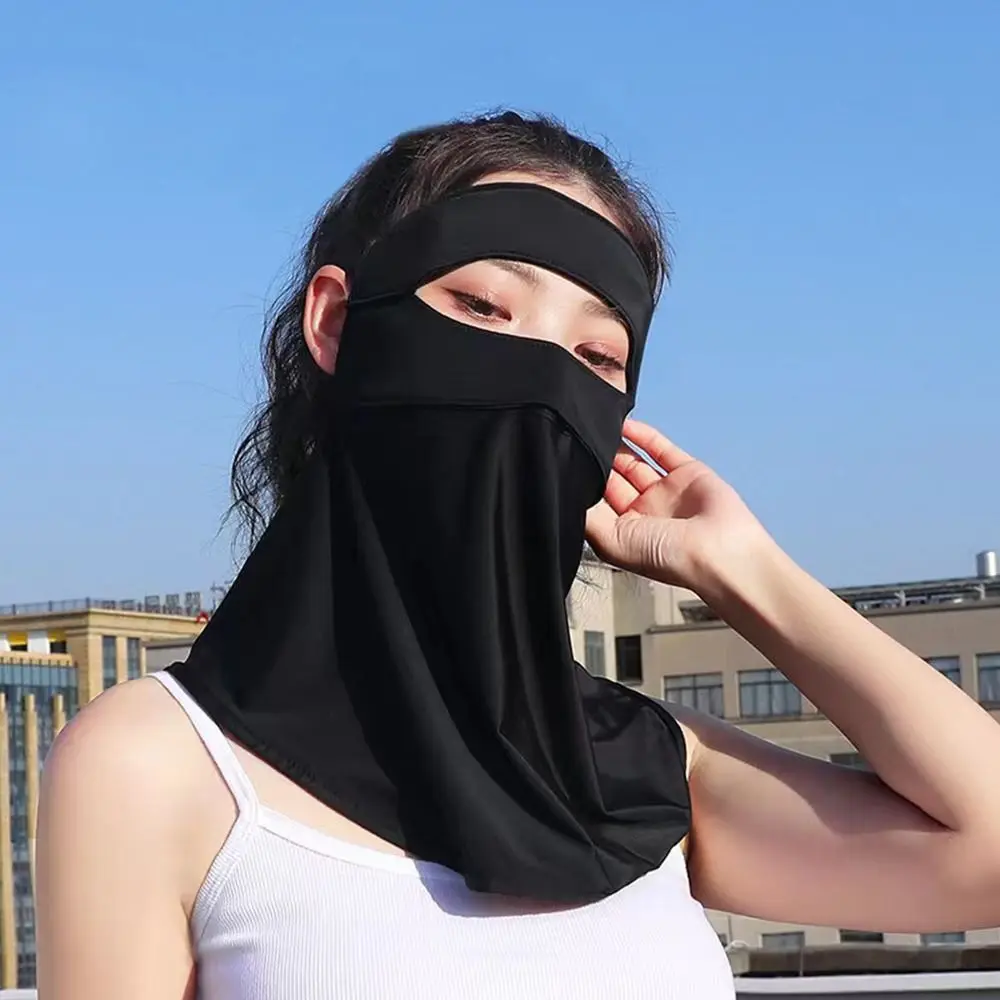 Summer Breathable Mask for Woman Anti-UV UPF50+ Sun Protective Scarf Ice Silk Mask for Cycling Sunscreen Shawl