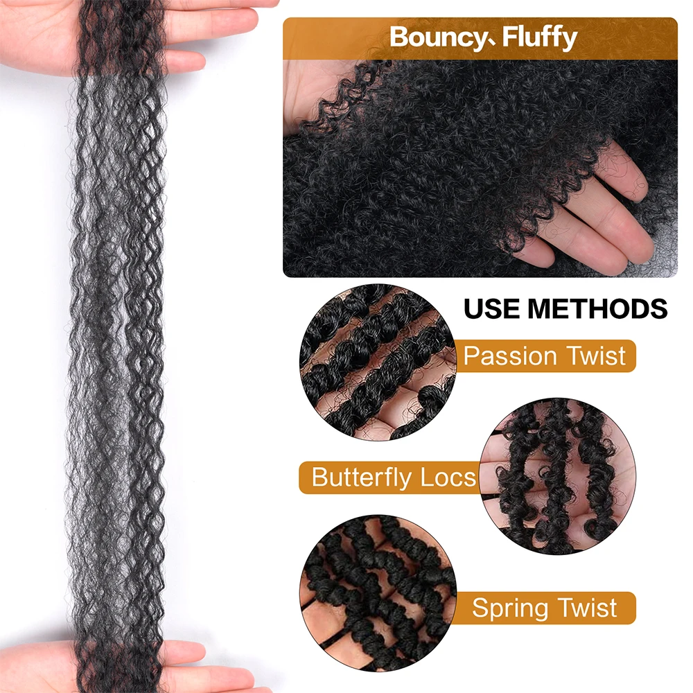 Pre Separated Springy Afro Twist Hair Ombre Blonde Brown 18 Inch Afro Kinky Marley Twist Braiding Hair Synthetic Crochet Hair 3