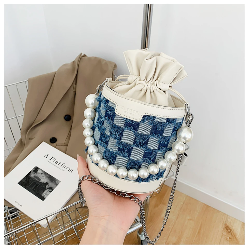 Personalized Bucket Bag 2022 New Women's Handbag Trend  Single Shoulder Cross Bag Niche Design Casual Fashion Denim Small Bag