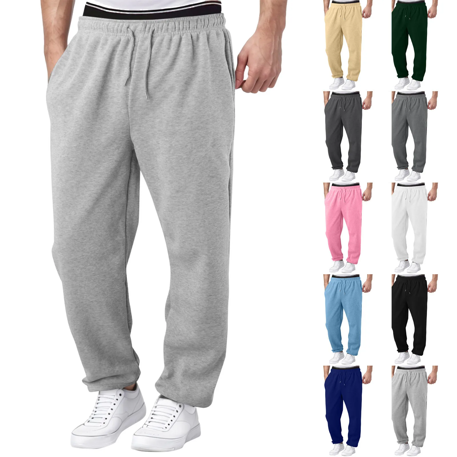 

Mens Fleece Lined Sweatpants Wide Straight Leg Pants Bottom Sweatpants Joggers Pants Workout High Waisted Yoga Pants With Pocket