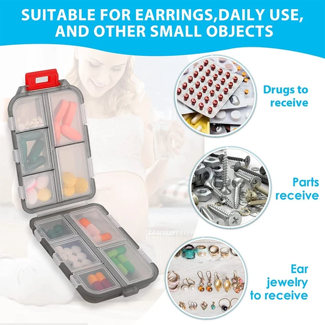 1Db 10 Rács Tabletta Tok -Szervező, Mini Hordozható Utazási Tok, Rekesz Kis Heti Utazás - Image 4