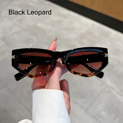Elegant Vintage Cat Eye Sunglasses for Women - Trendy Gradient Black Chic Luxury Designer Shades (Black Leopard)