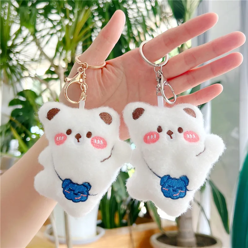 

New 10cm Cartoon Cute Happy Bear Plush Toys Kids Creative Kawaii Bunny Plush Small Pendant Doll Children Backpack Charm Gift
